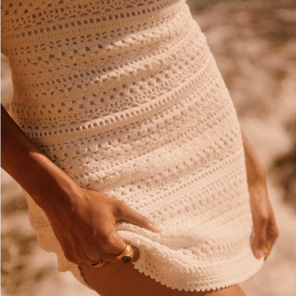 Sezane Tiara Ecur crochet mini dress